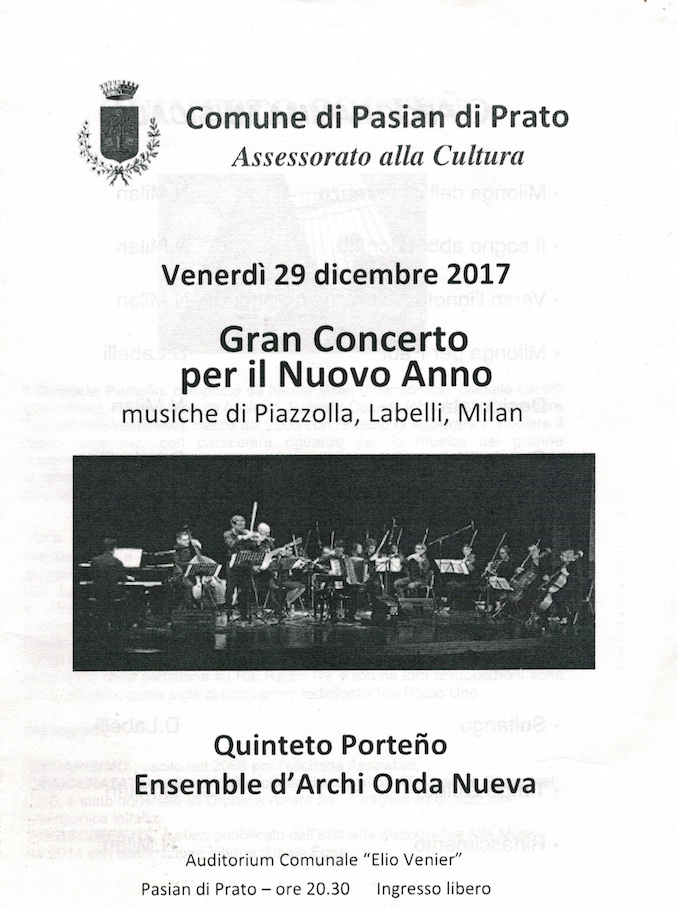 Quinteto Porteño ed Ensemble d’Archi Onda Nueva @ Auditorium Pasian di Prato