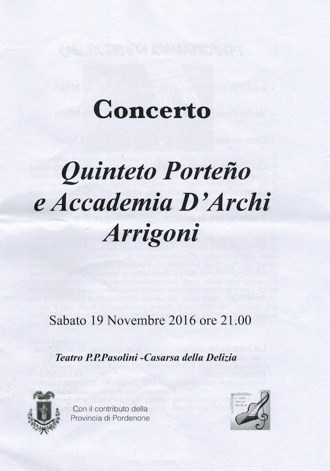 Quinteto Porteño ed Accademia d’Archi Arrigoni @ Teatro Pasolini