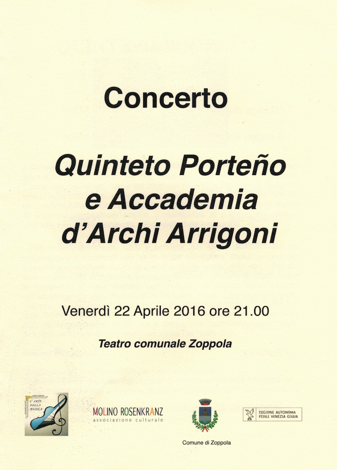 Quinteto Porteño ed Accademia d’Archi Arrigoni @ Teatro Zoppola